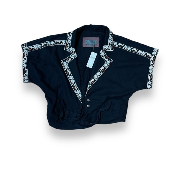 Anthropologie Tie-Front Button Down Shirt and Midi Skirt Set - Picture 10 of 12